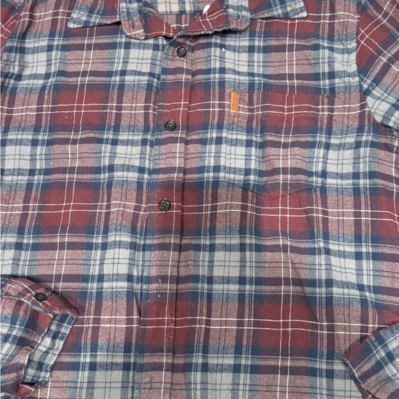 Chaps Men's Casual Plaid Shirt - Maroon , Grey  and Blue - Picture 2 of 5
